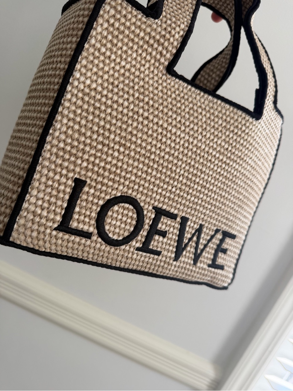 Beige Tote with Black Trim and Logo NWT - Picture 5 of 6